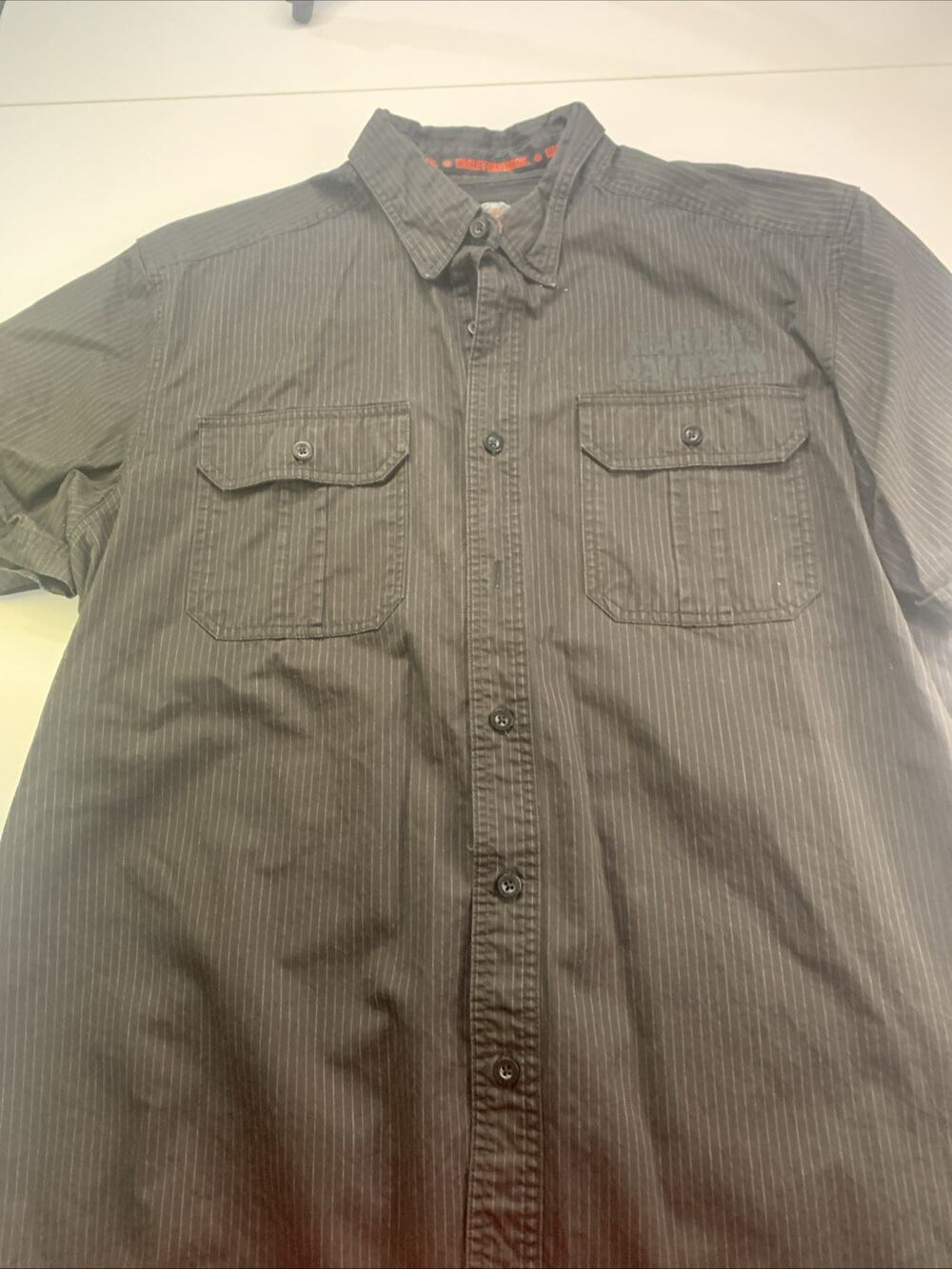 Harley Davidson Button Down Shirt Mens XL Black